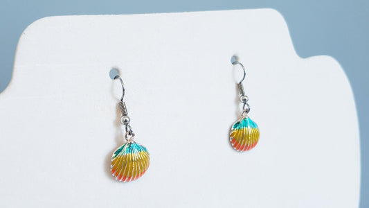 Dainty Scallop Sea Shell Enamel Earrings - Handmade Marine Biology Gift