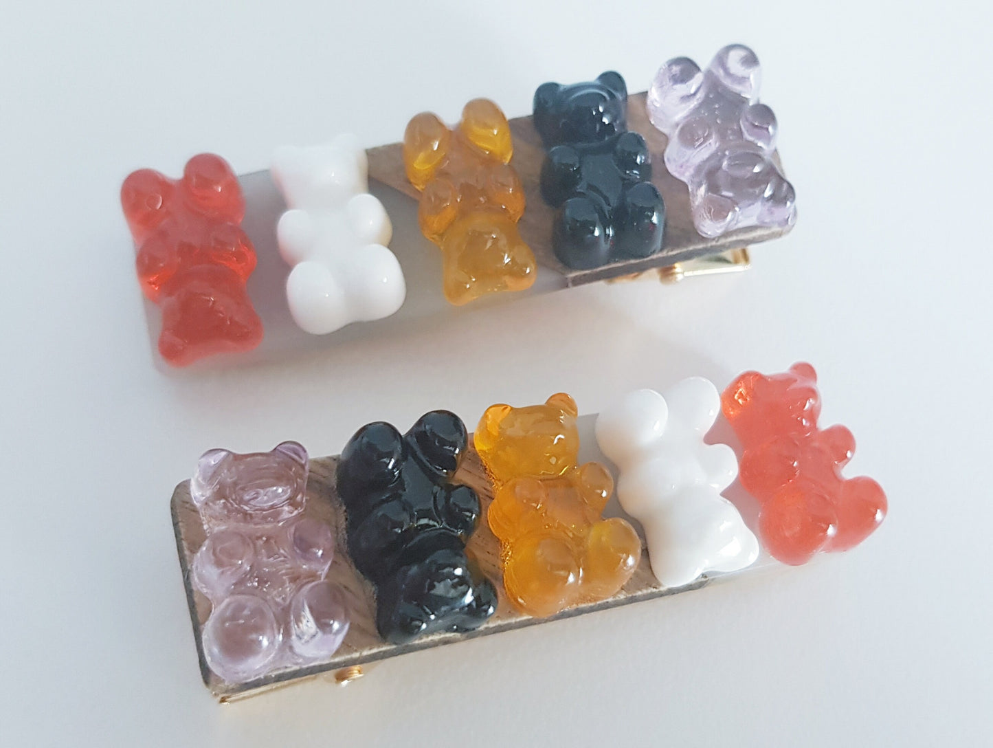 Candy Bear Crocodile Clips - Cute Hair Accessory for Girls - Candy Foodie gifts - One Pair Bamboo Clips