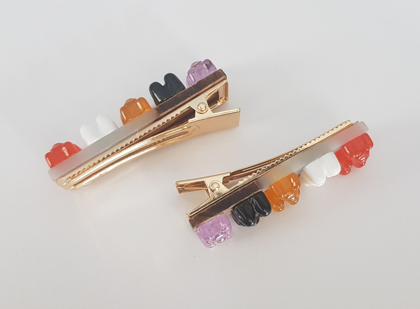 Candy Bear Crocodile Clips - Cute Hair Accessory for Girls - Candy Foodie gifts - One Pair Bamboo Clips