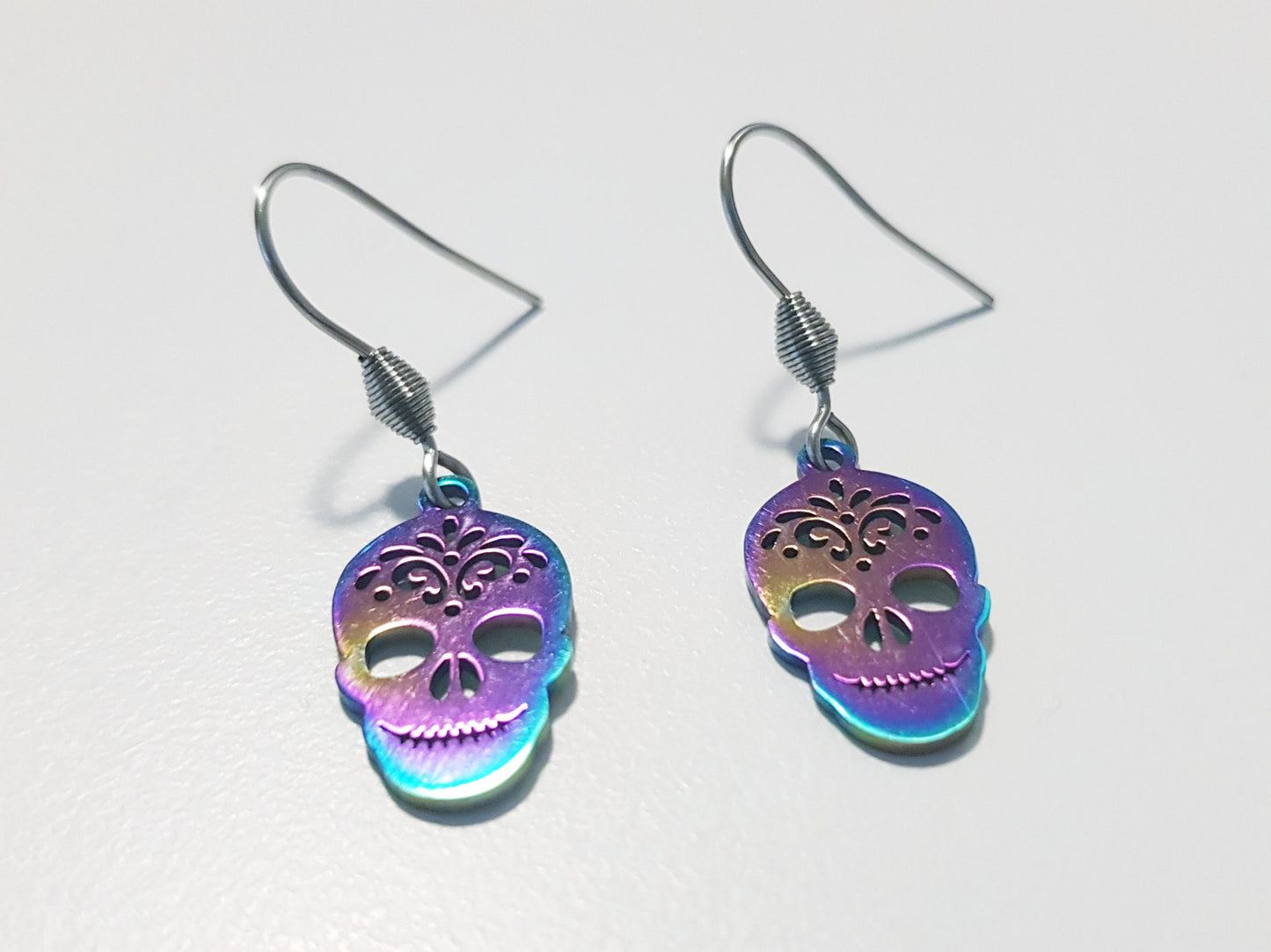 Boucles d’oreilles Sugar Skull - Boucles d’oreilles hypoallergéniques faites à la main pour le Jour des Morts