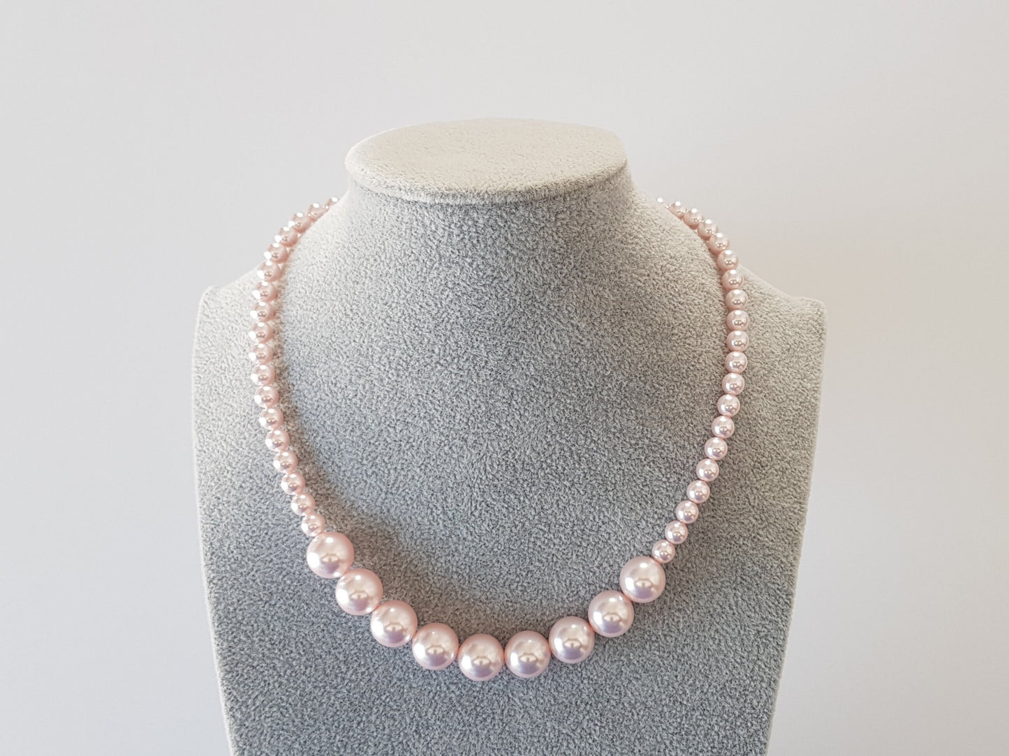 Pink Swarovski Pearl Crystal Choker Necklace - Wedding Jewelry - Bridal Necklace