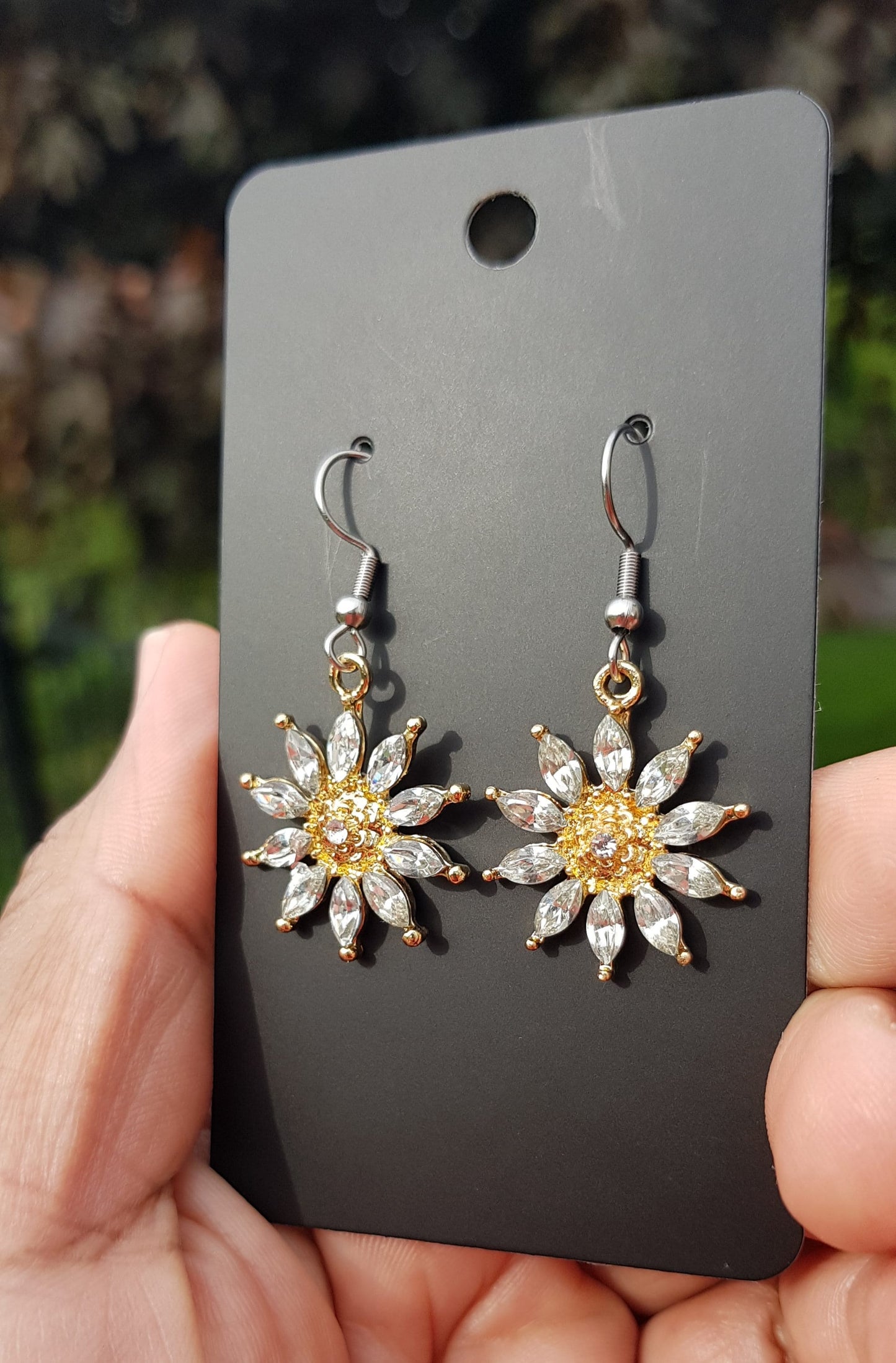 Titanium Sunflower Earrings - Handmade Wedding Bridal Jewelry Gift