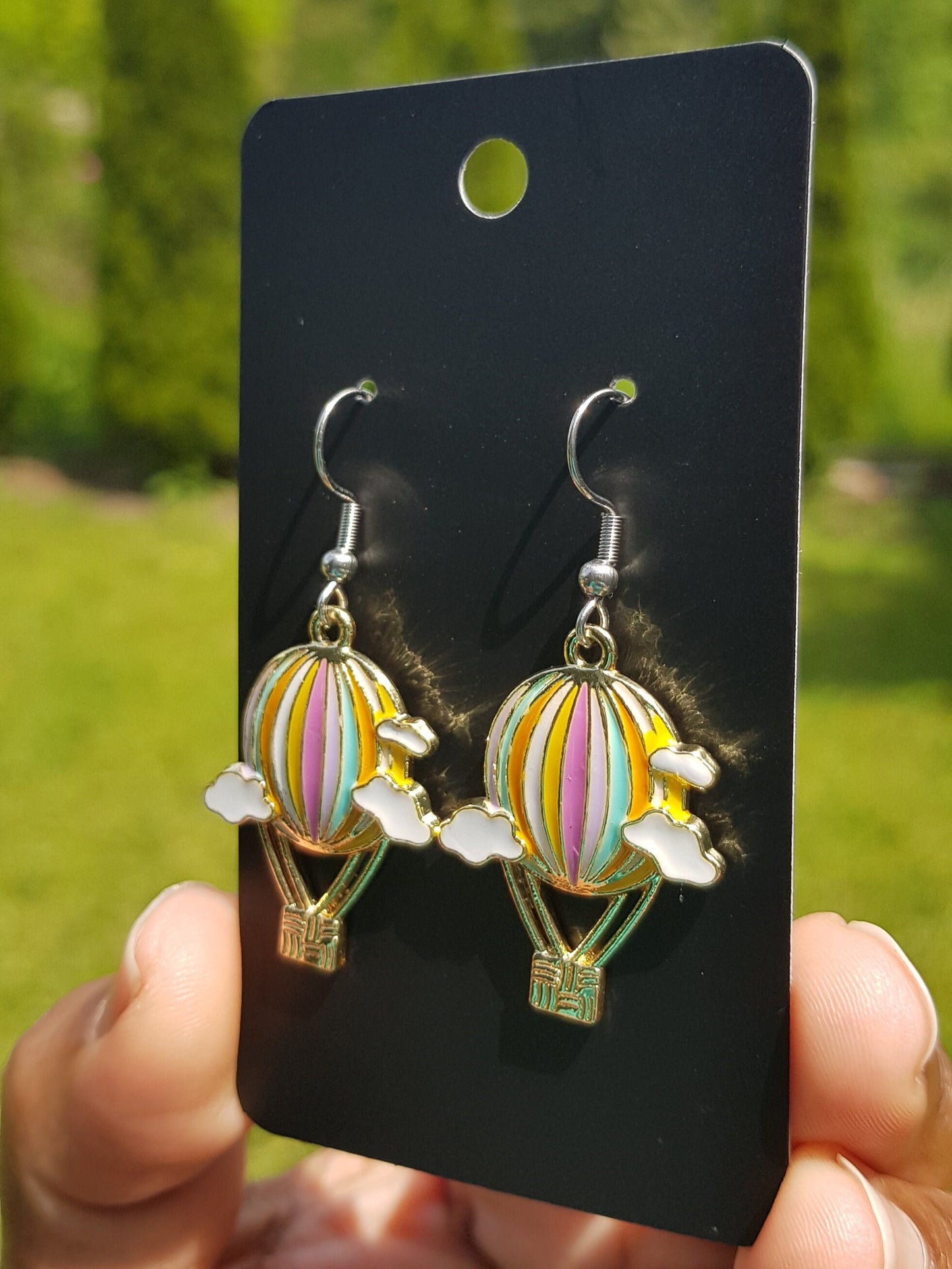 Handmade Hot Air Balloon Earrings - Hypoallergenic Travel Jewelry