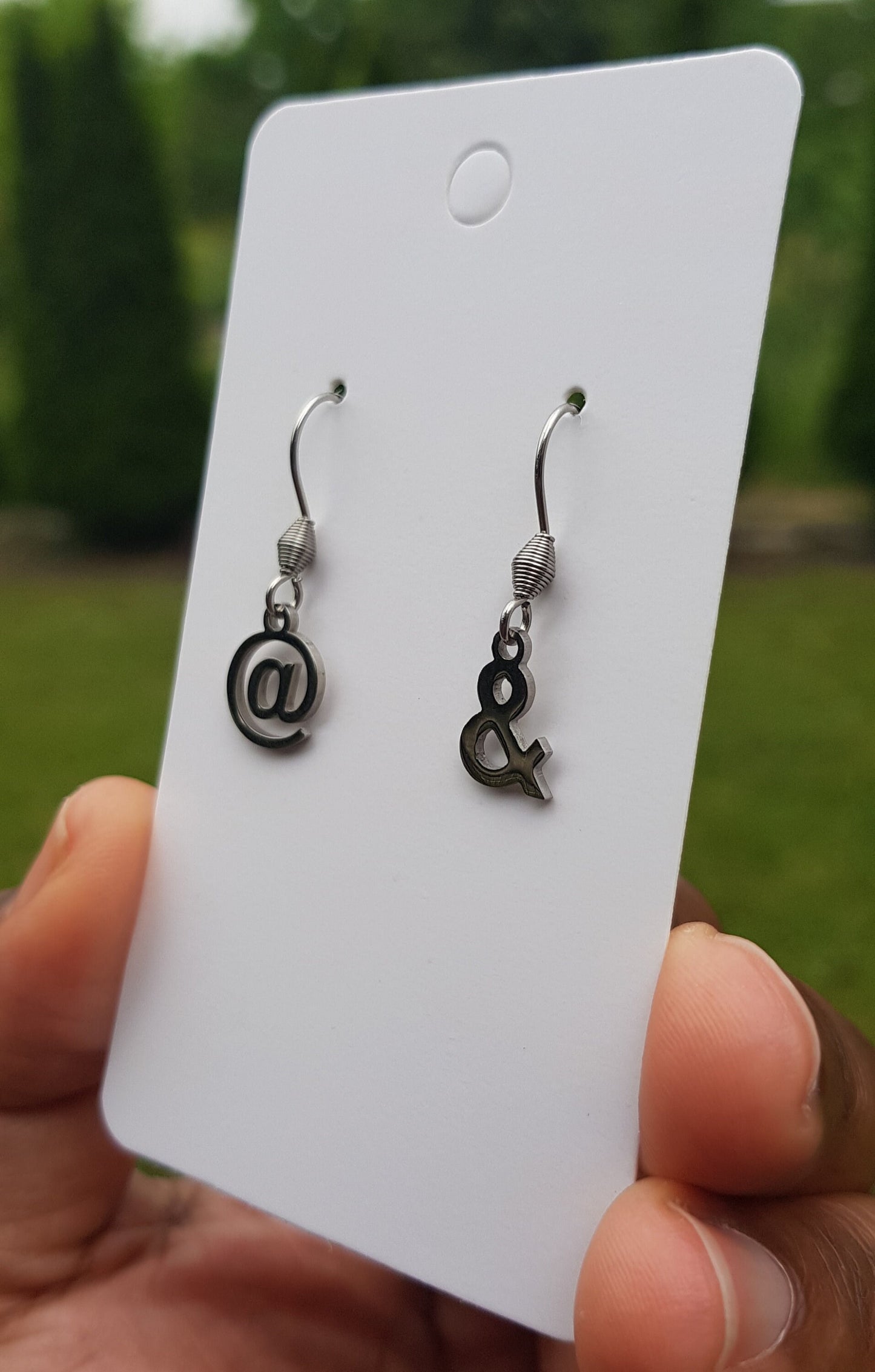 Handmade Ampersand and At Sign Mismatched Earrings - Hypoallergenic Computer Programmer Gift