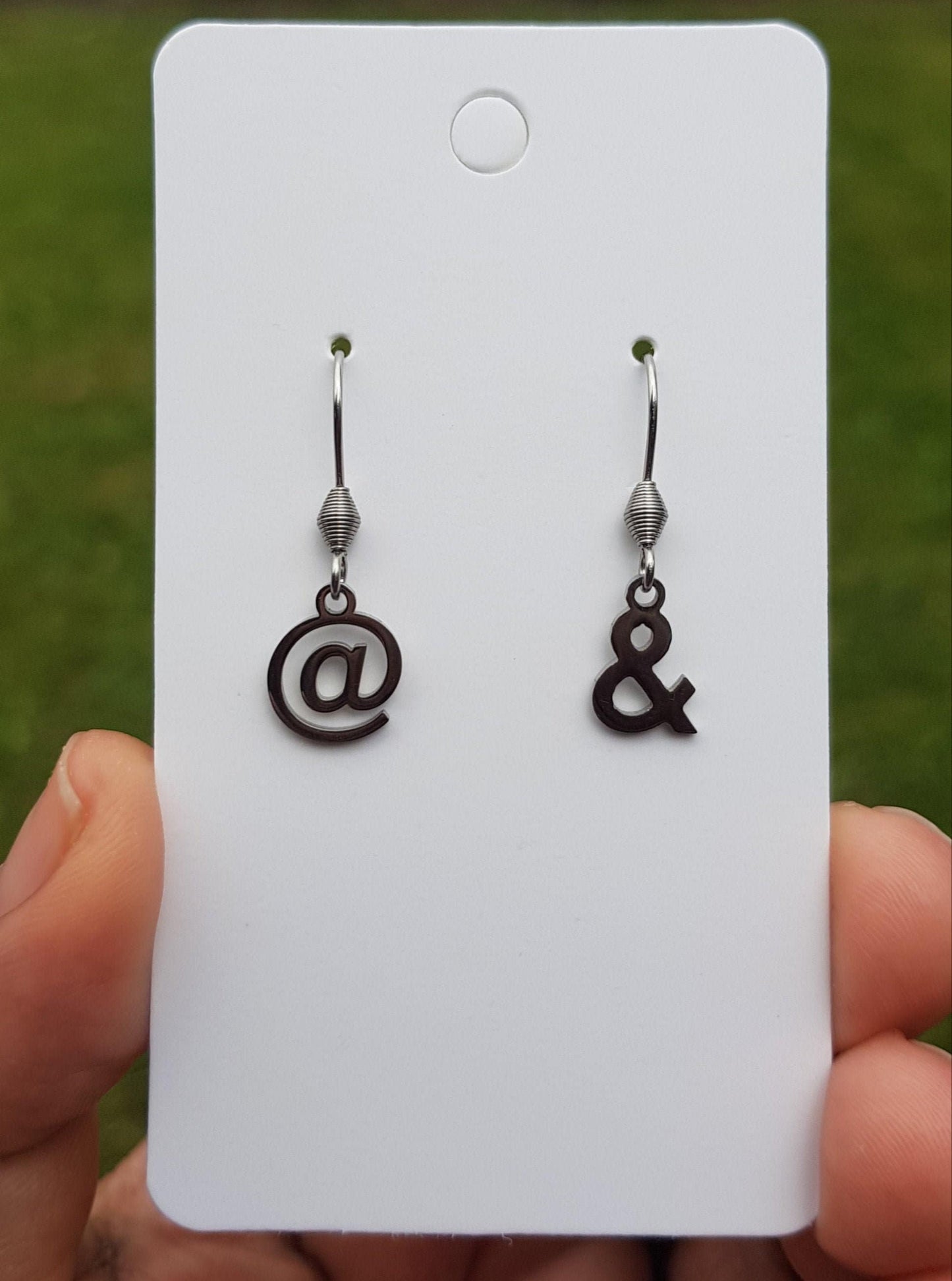 Handmade Ampersand and At Sign Mismatched Earrings - Hypoallergenic Computer Programmer Gift