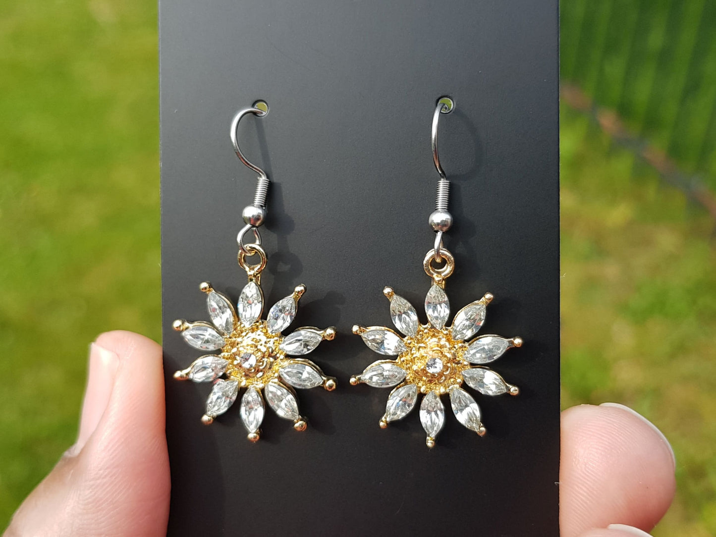 Titanium Sunflower Earrings - Handmade Wedding Bridal Jewelry Gift