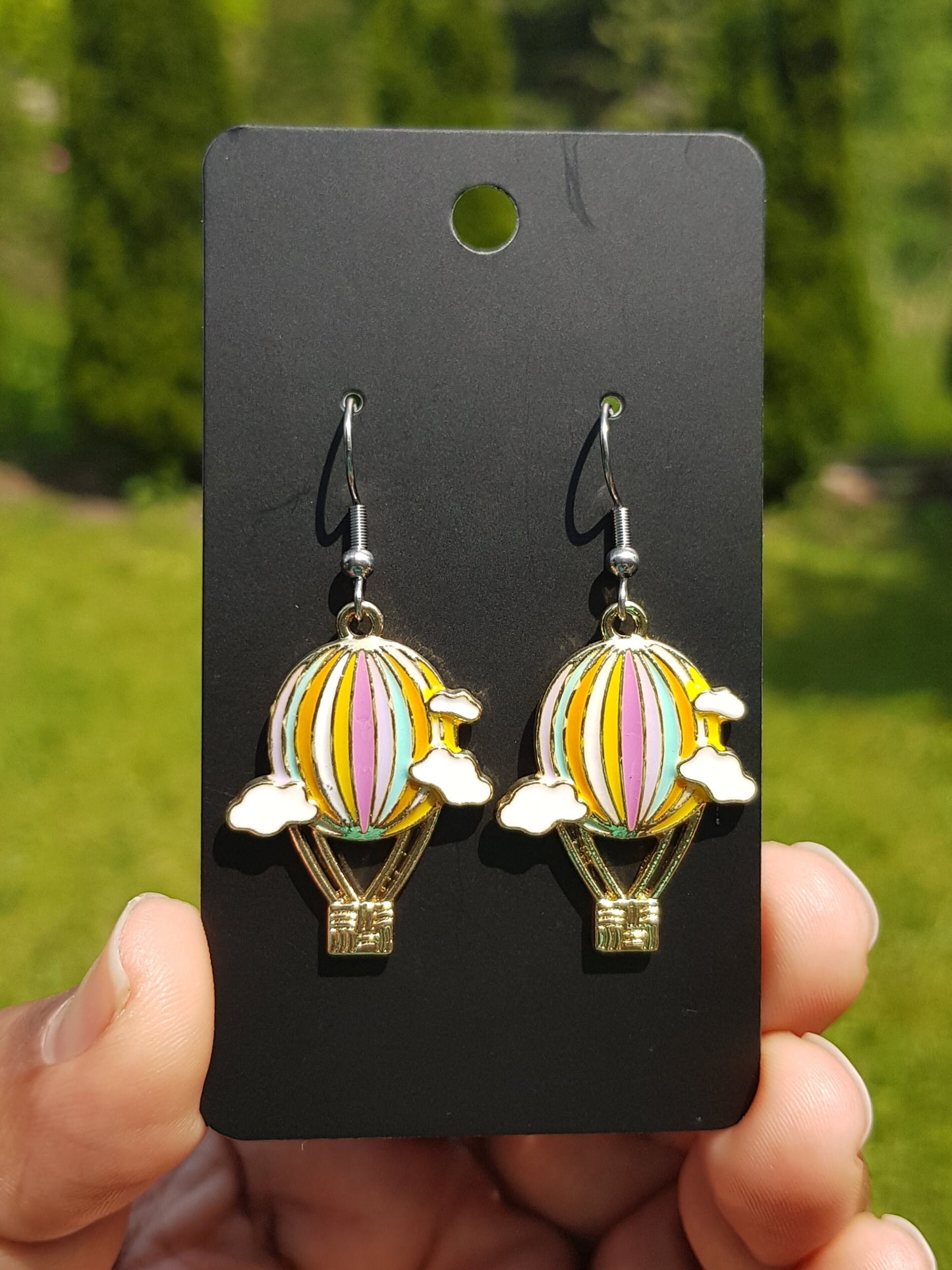 Handmade Hot Air Balloon Earrings - Hypoallergenic Travel Jewelry