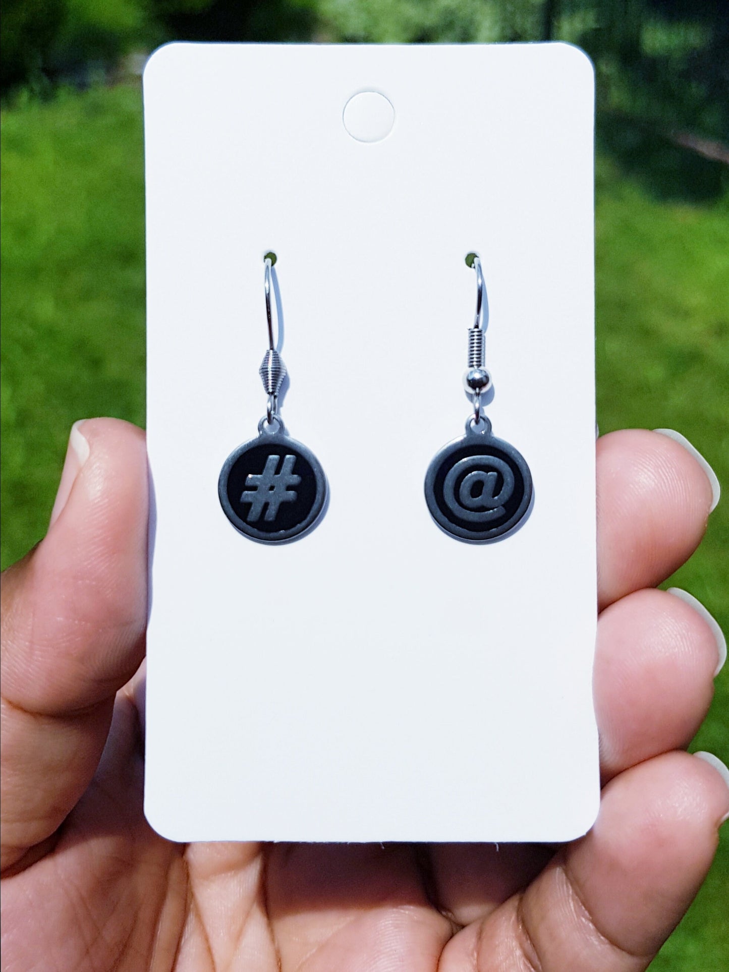 Handmade Hashtag Earrings - At Sign Earrings - Hypoallergenic Social Media Sign Gifts - Mismatched Earrings