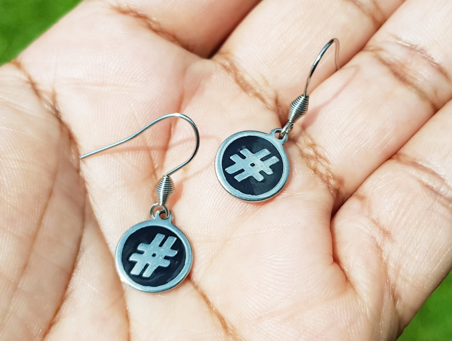 Handmade Hashtag Earrings - At Sign Earrings - Hypoallergenic Social Media Sign Gifts - Mismatched Earrings