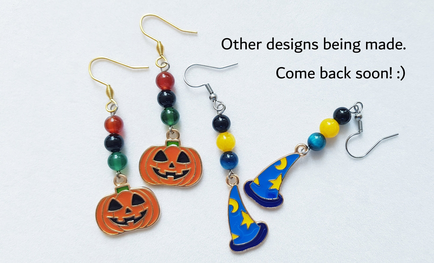 Jack-o'-Lantern Earrings, Gemstone Christmas Gift, Hypoallergenic Titanium Pumpkin Earrings, Holiday Gifts, Halloween Gift Cyber Monday SALE