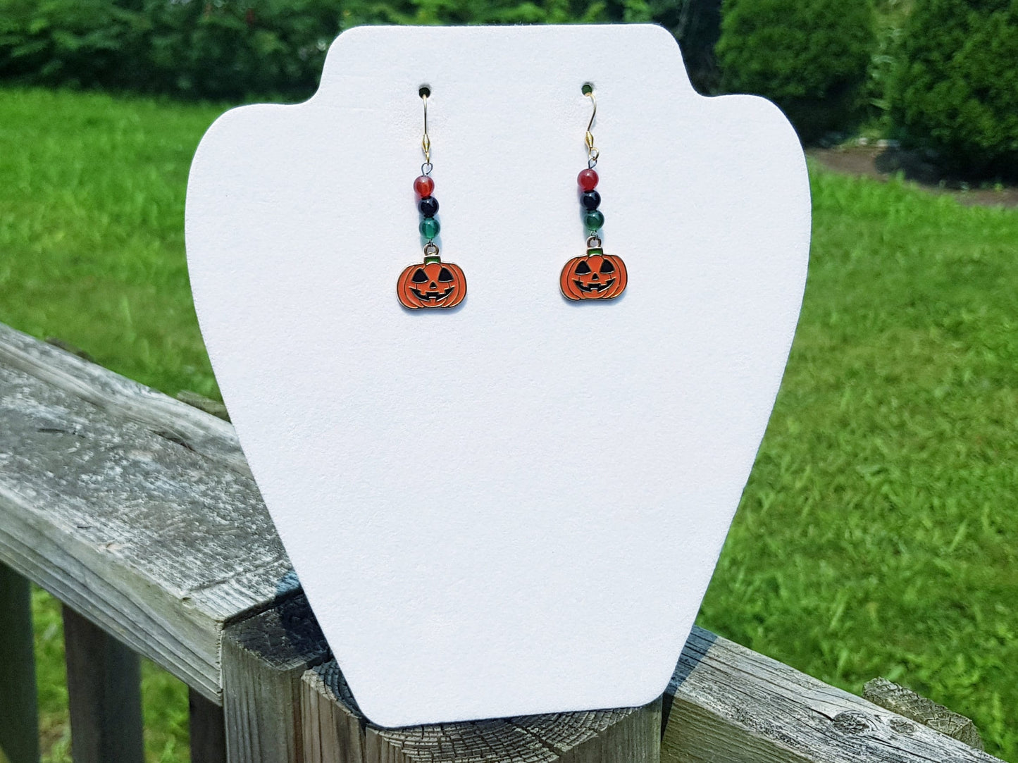 Jack-o'-Lantern Earrings, Gemstone Christmas Gift, Hypoallergenic Titanium Pumpkin Earrings, Holiday Gifts, Halloween Gift Cyber Monday SALE