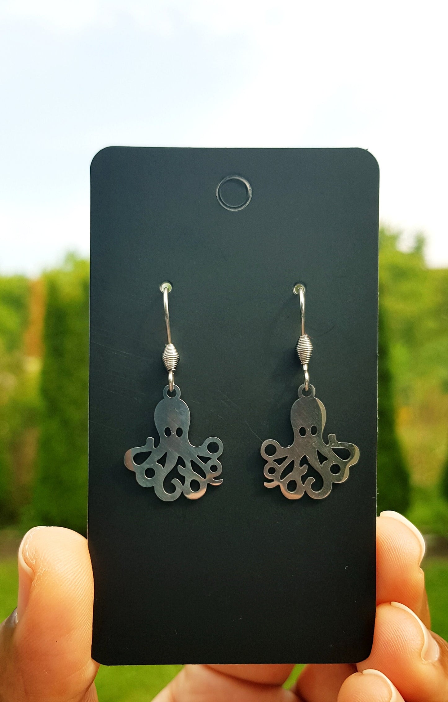 Silver Octopus Earrings -  Hypoallergenic Handmade Octopus Gift -  Sea Life Earrings