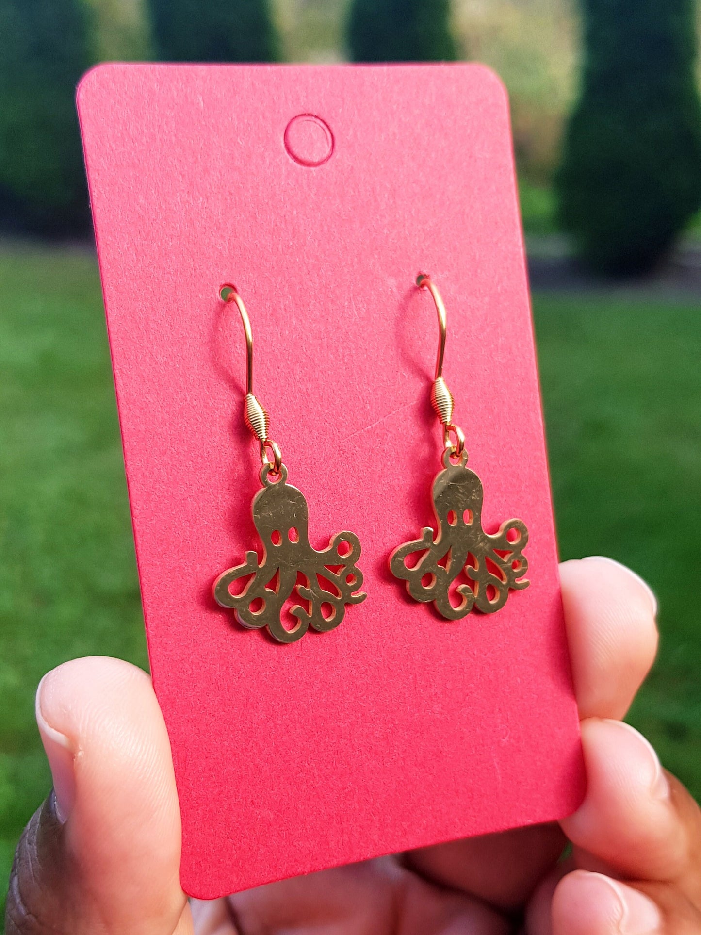 Gold Octopus Earrings -  Hypoallergenic Handmade - Octopus Gift - Marine Biology Gift