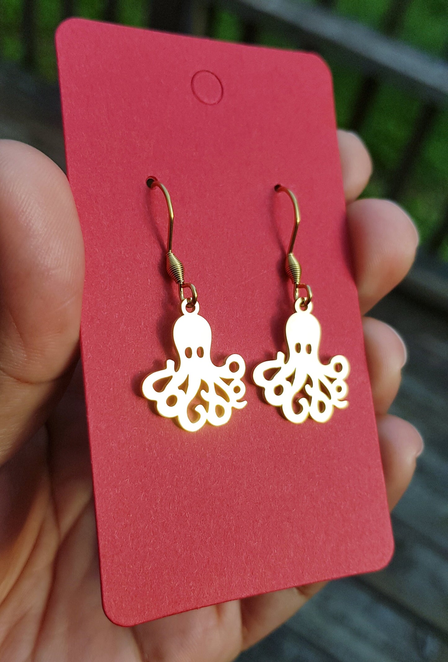 Gold Octopus Earrings -  Hypoallergenic Handmade - Octopus Gift - Marine Biology Gift