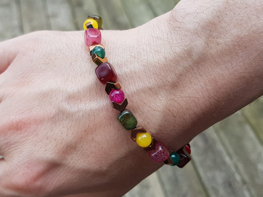 Handmade Geometric Gemstone Bracelet - Wife Appreciation Anniversary Birthday Gift