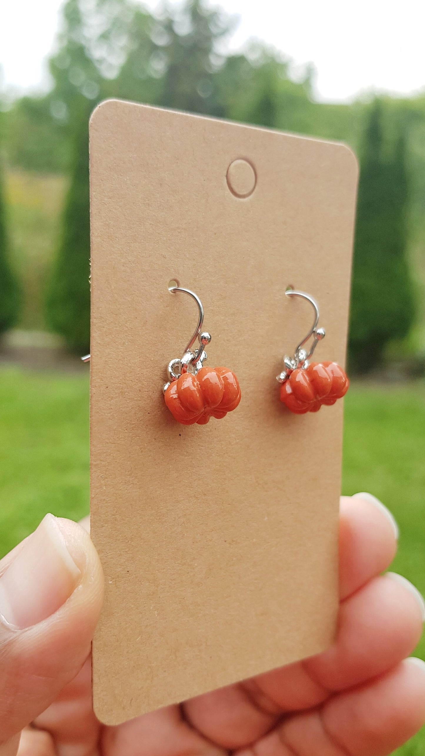 Pumpkin Earrings - Hypoallergenic Handmade Gifts - Halloween Earrings - Autumn Food Jewelry