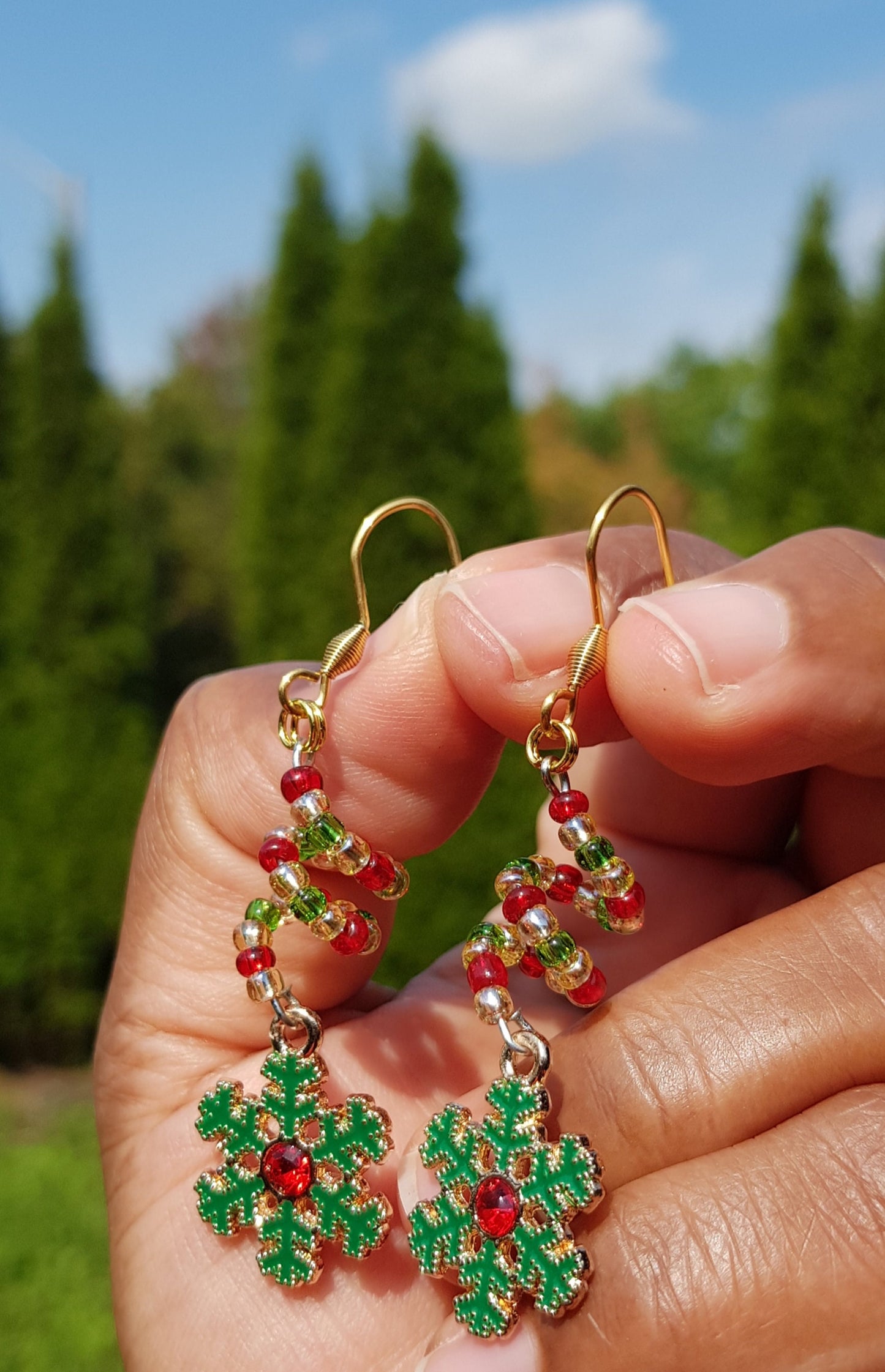 Spiral Snowflake Earrings - Hypoallergenic Christmas Earrings - Festive Holiday Gifts Helix Jewelry