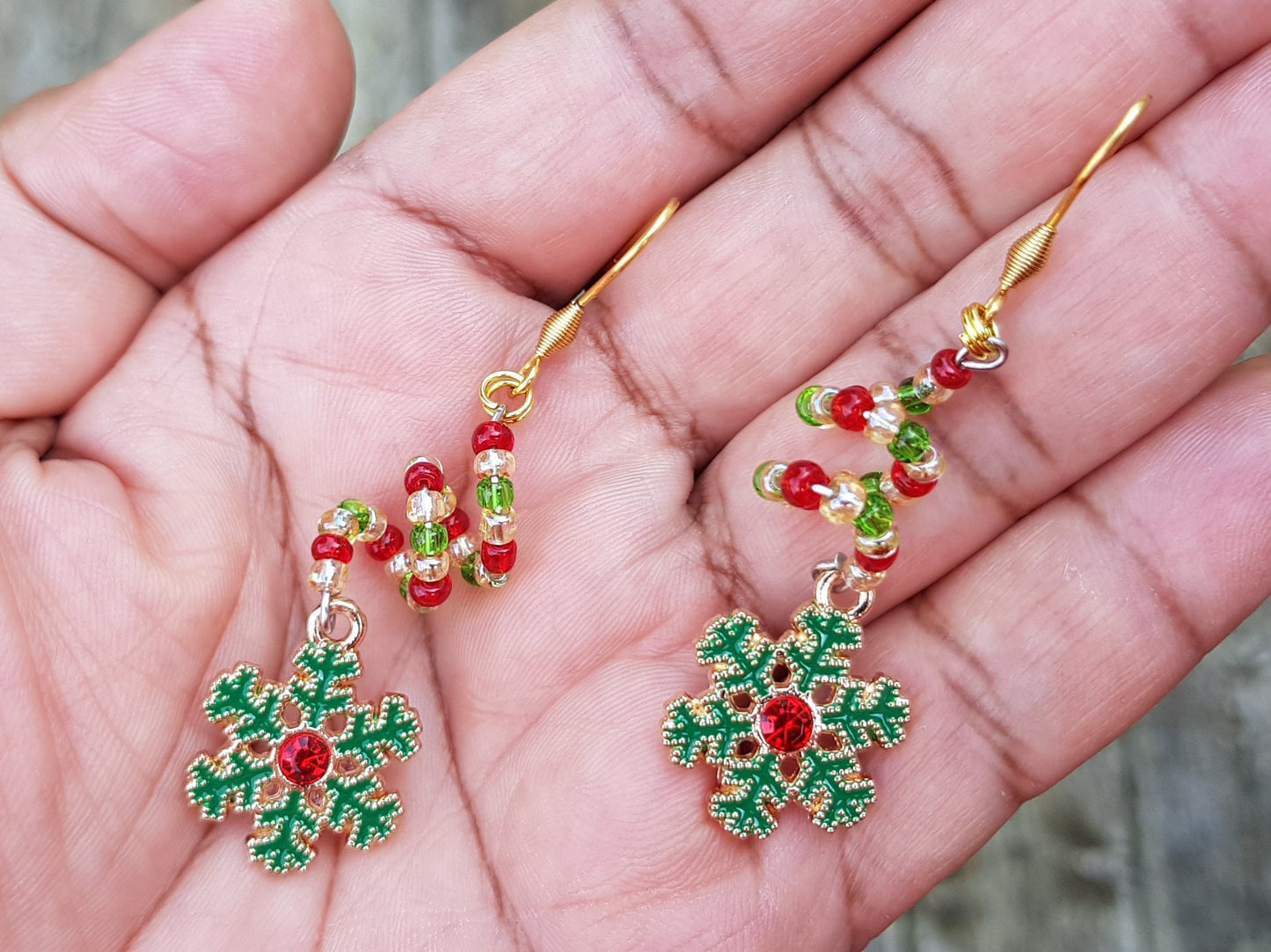 Spiral Snowflake Earrings - Hypoallergenic Christmas Earrings - Festive Holiday Gifts Helix Jewelry