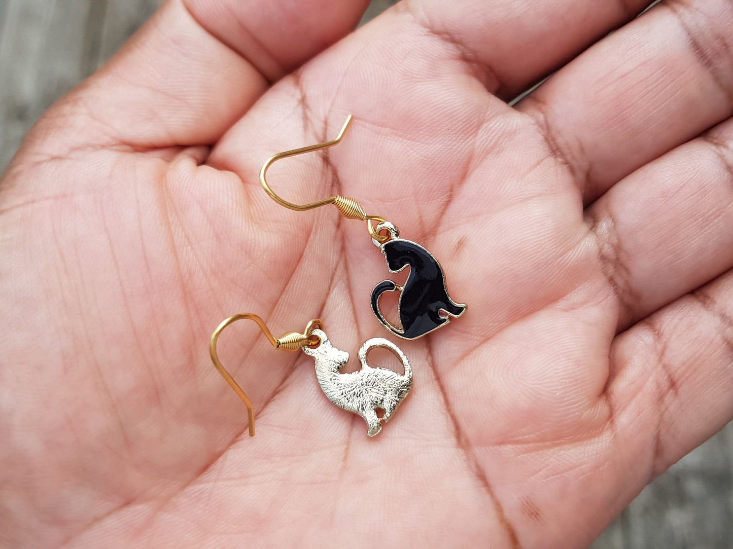 Dainty Black Cat Earrings - Hypoallergenic Witchy Jewelry - Cat Gifts