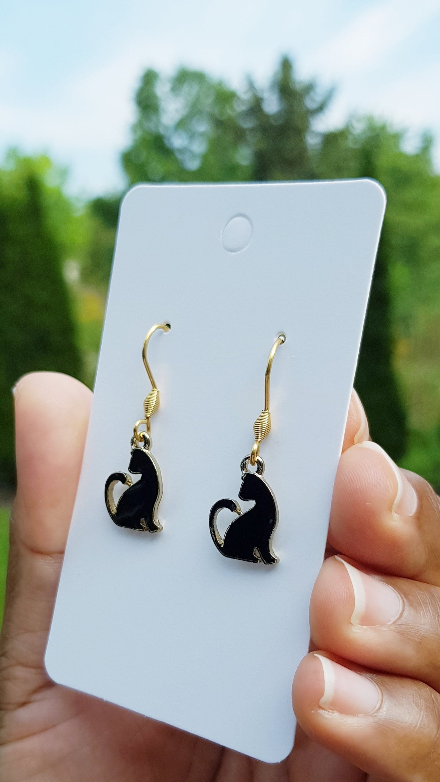 Dainty Black Cat Earrings - Hypoallergenic Witchy Jewelry - Cat Gifts