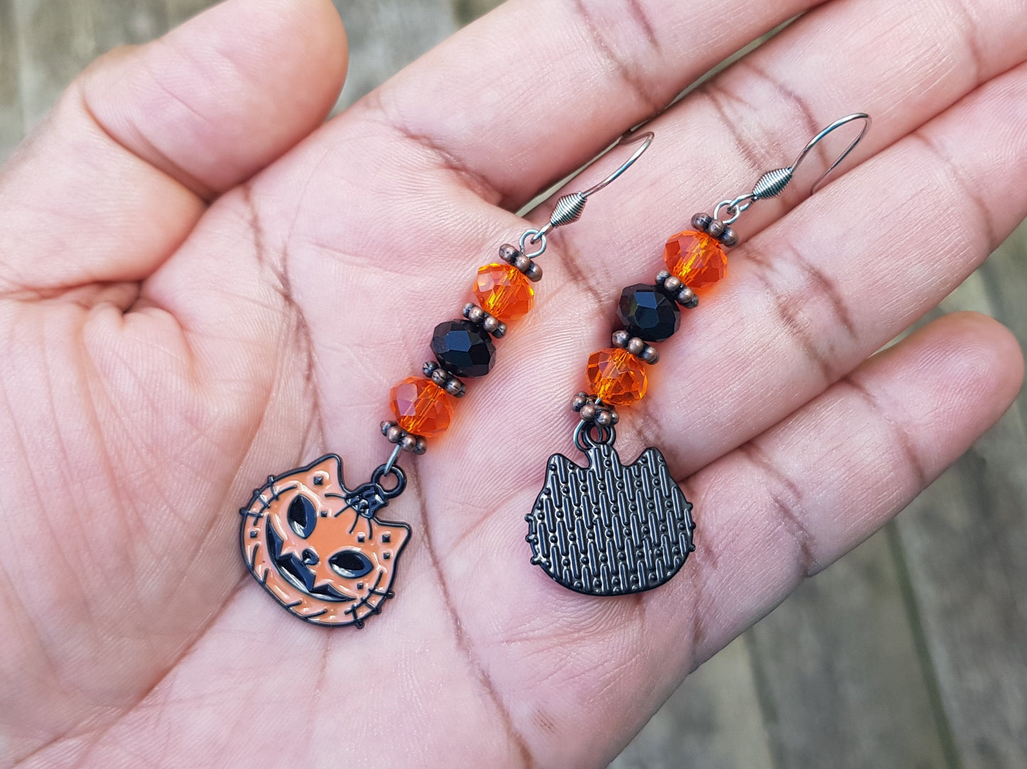 Boucles d’oreilles hypoallergéniques Jack O lantern - Boucles d’oreilles Halloween Cat