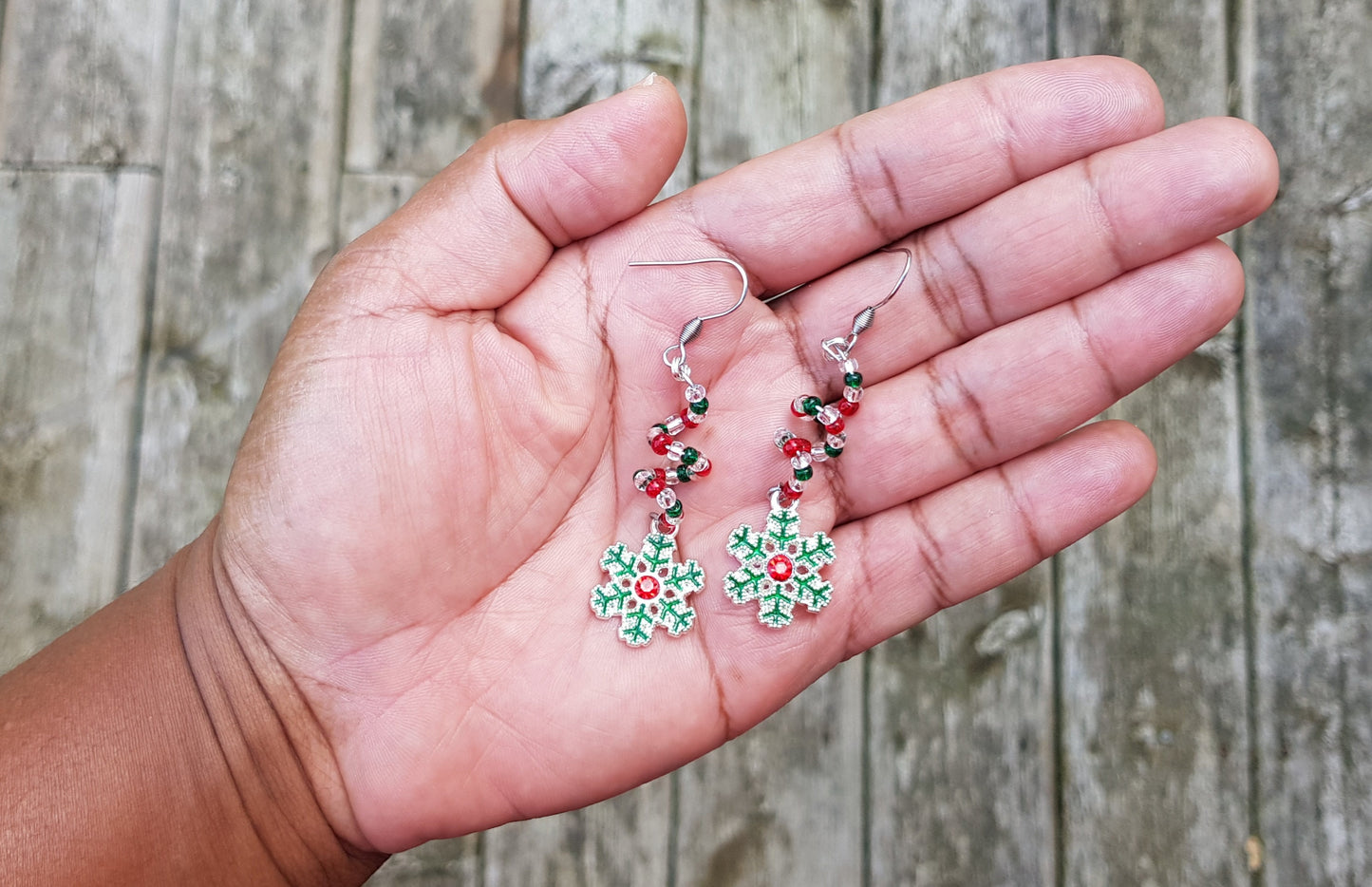 Spiral Snowflake Earrings -  Hypoallergenic Handmade Christmas Gift -  Titanium Earrings - Christmas Earrings -  Festive Birthday Gift