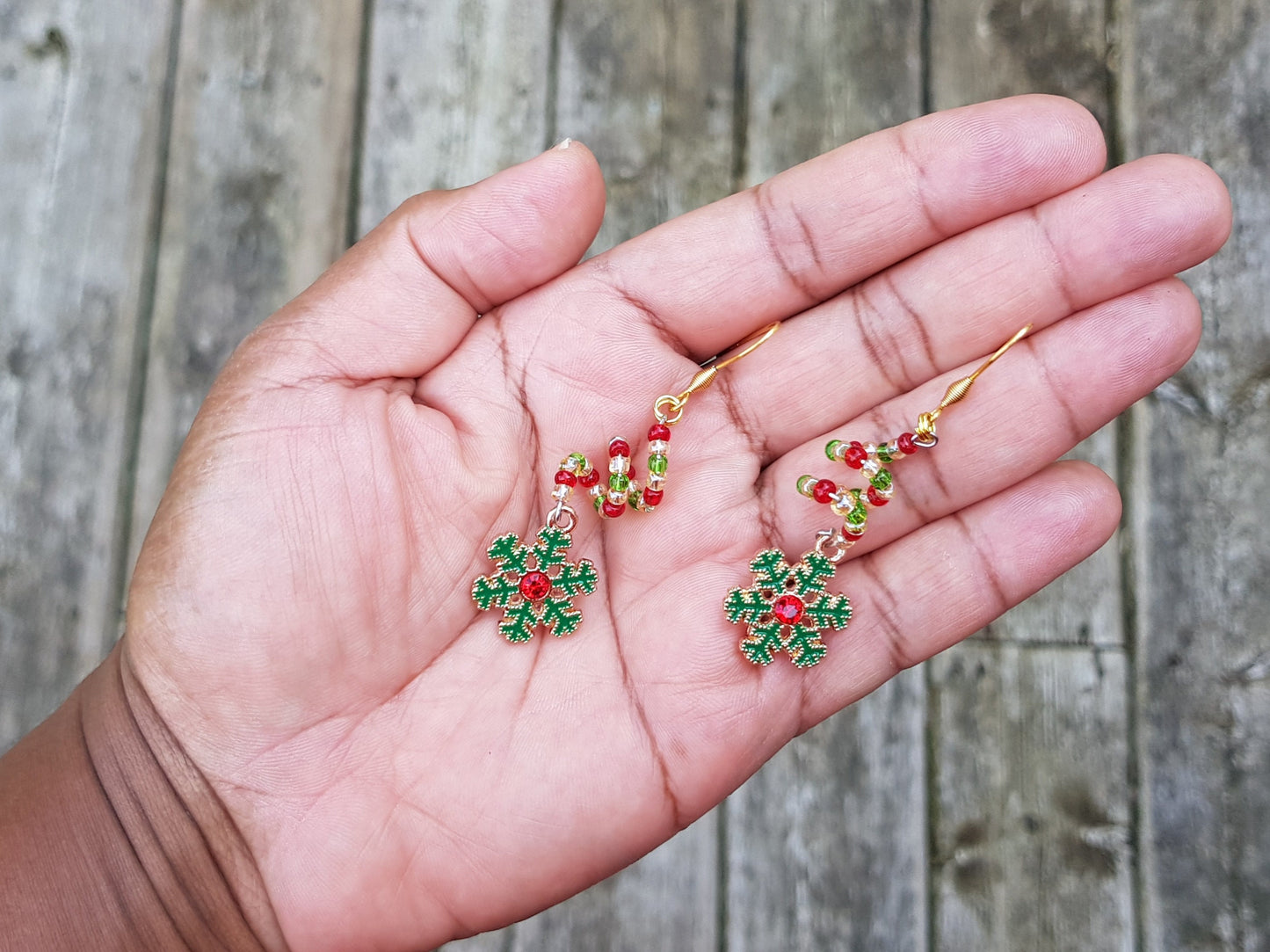 Spiral Snowflake Earrings - Hypoallergenic Christmas Earrings - Festive Holiday Gifts Helix Jewelry