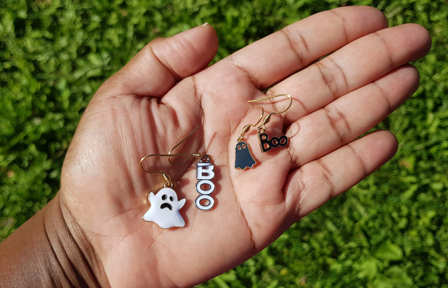 Mismatched Ghost Earrings -  Hypoallergenic Halloween Boo Earrings -  Handmade Word Jewelry