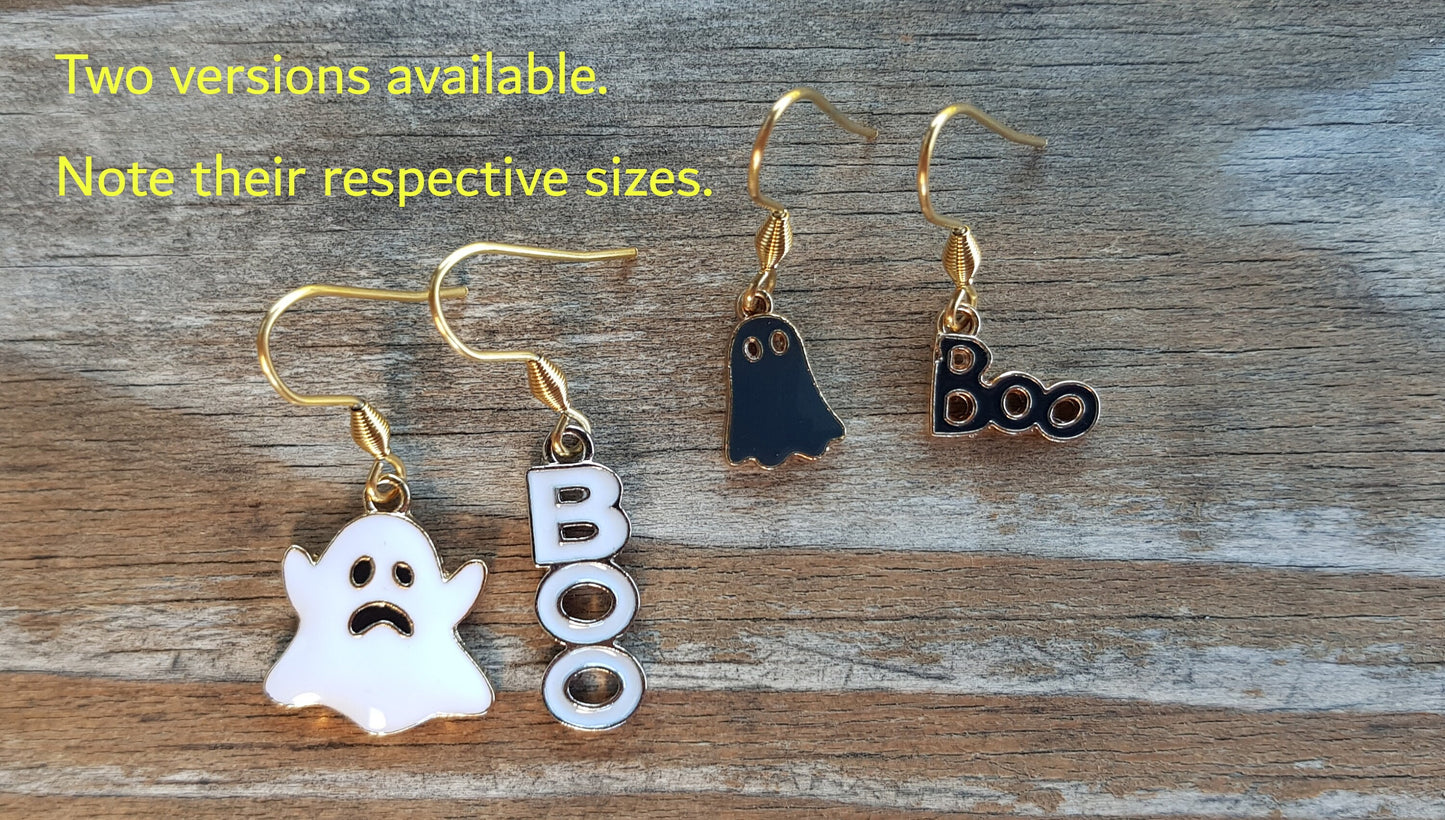 Mismatched Ghost Earrings -  Hypoallergenic Halloween Boo Earrings -  Handmade Word Jewelry