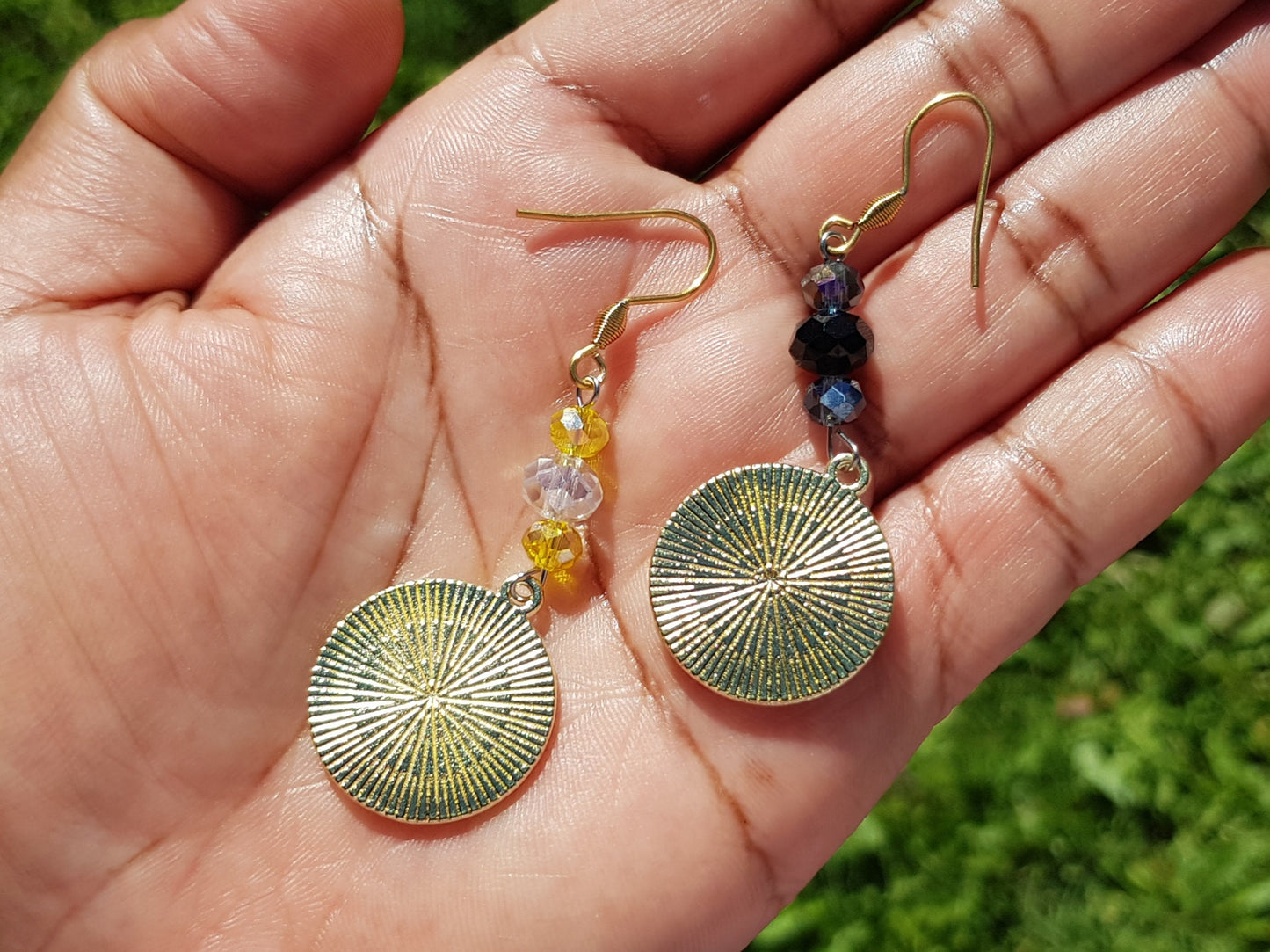 Sun and Moon Earrings - Hypoallergenic Handmade Mismatched Earrings - Day and Night Jewelry