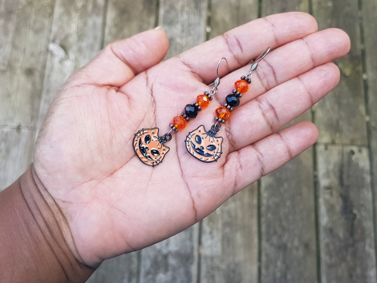 Boucles d’oreilles hypoallergéniques Jack O lantern - Boucles d’oreilles Halloween Cat