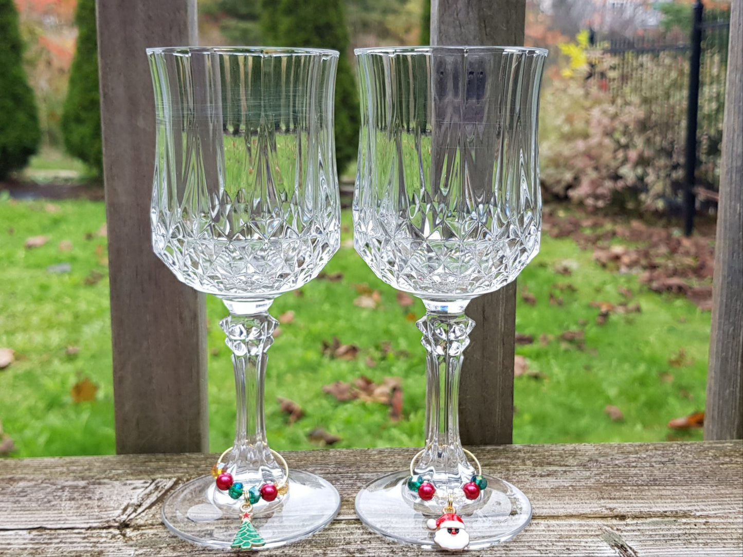 One Pair Handmade Christmas Wine Glass Charms - Barware Wine Gifts