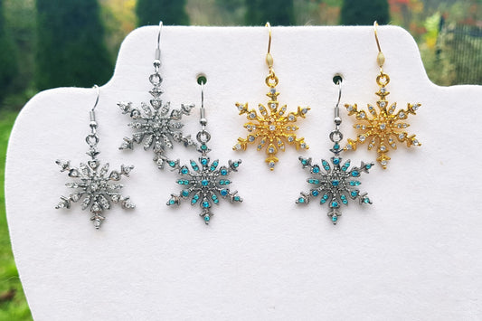 Handmade Snowflake Earrings - Hypoallergenic Christmas Earrings