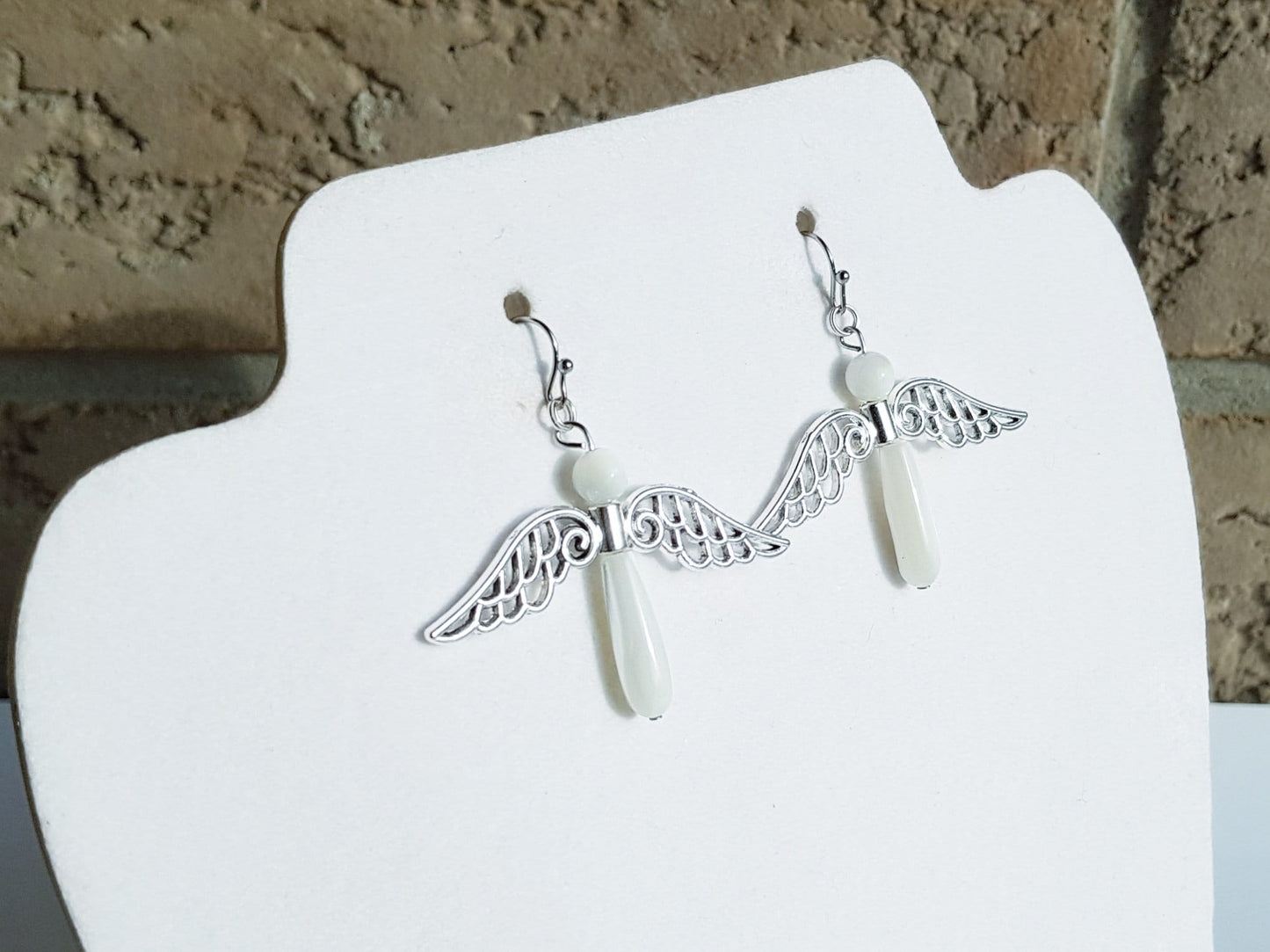 Handmade Gemstone Angel Earring - Hypoallergenic Christmas Gift - Religious Gift