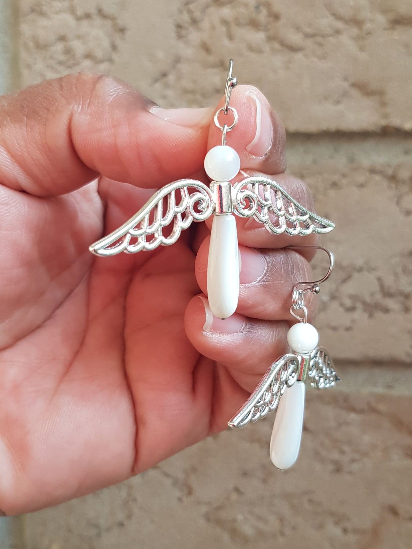 Handmade Gemstone Angel Earring - Hypoallergenic Christmas Gift - Religious Gift