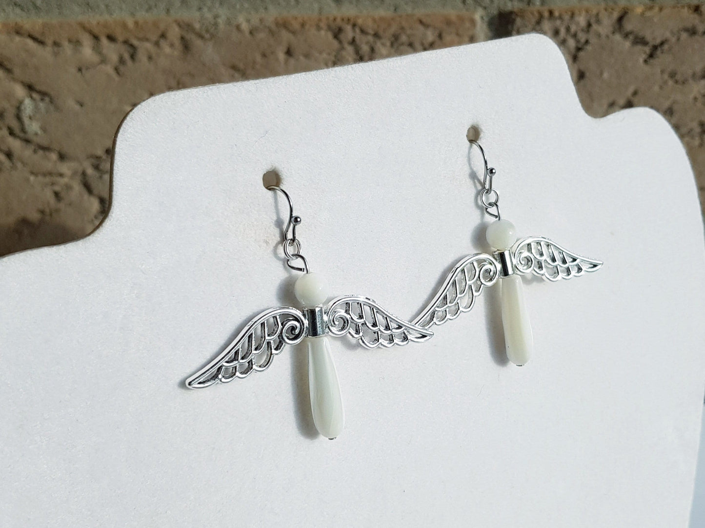 Handmade Gemstone Angel Earring - Hypoallergenic Christmas Gift - Religious Gift