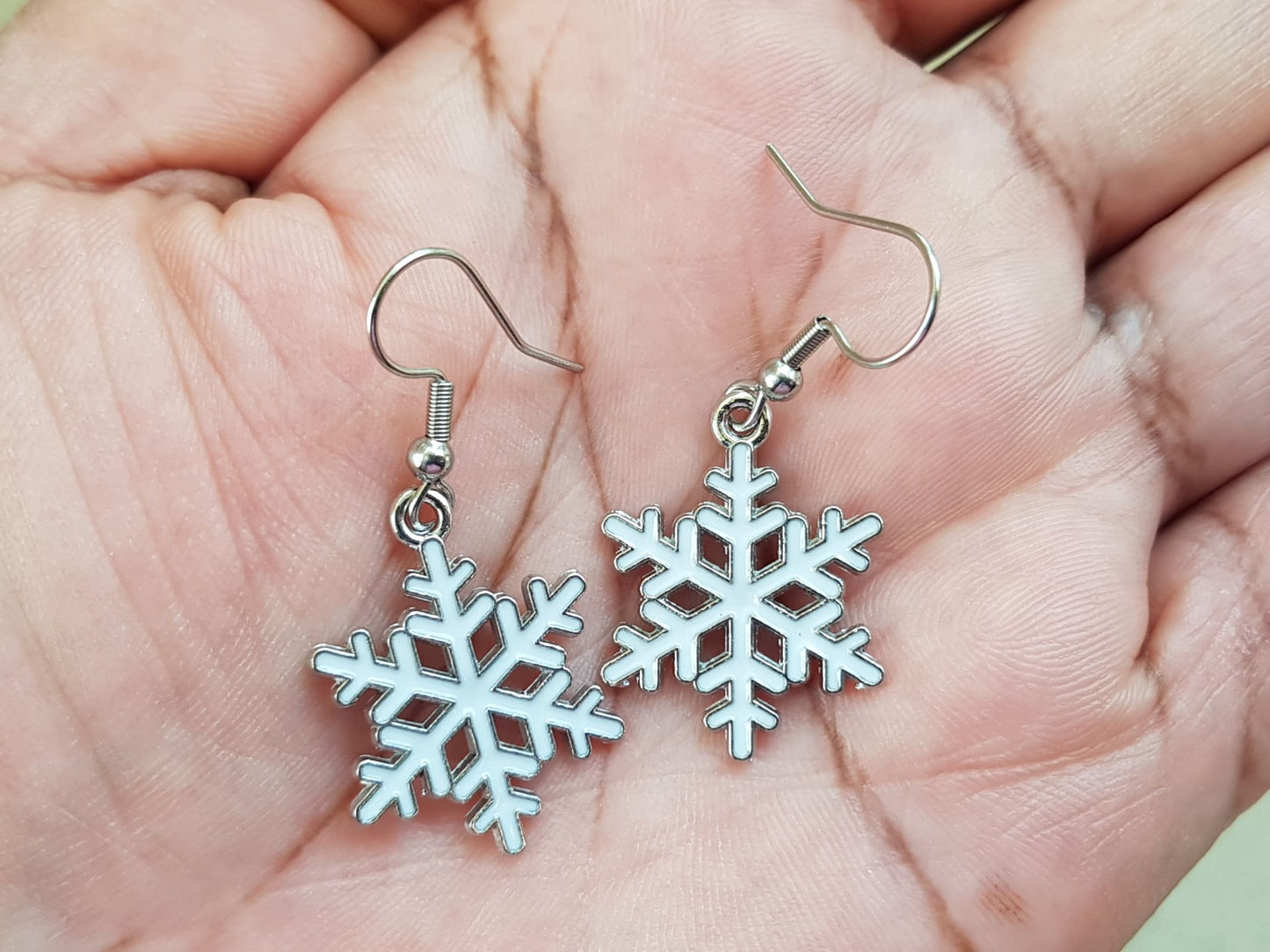 Snowflake Earrings -  Hypoallergenic Titanium Christmas Earrings -  Handmade Christmas Gift -  Festive Holiday Earrings