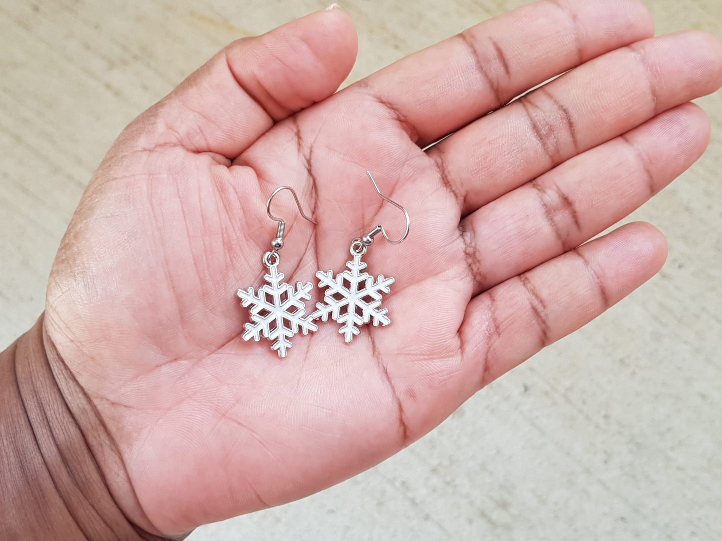 Snowflake Earrings -  Hypoallergenic Titanium Christmas Earrings -  Handmade Christmas Gift -  Festive Holiday Earrings