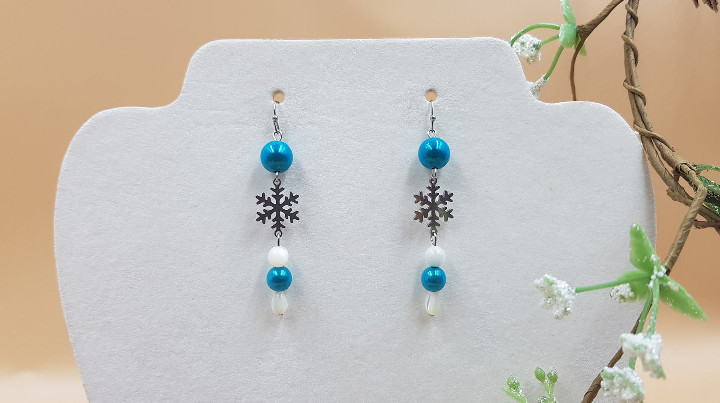 Gemstone Snowflake Earrings - Hypoallergenic Handmade Christmas Gift