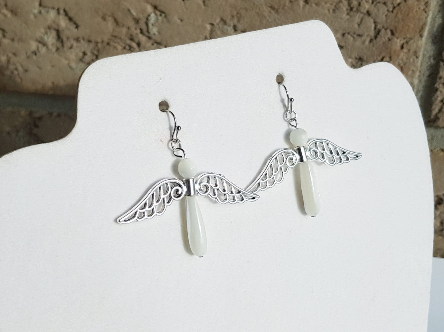 Handmade Gemstone Angel Earring - Hypoallergenic Christmas Gift - Religious Gift