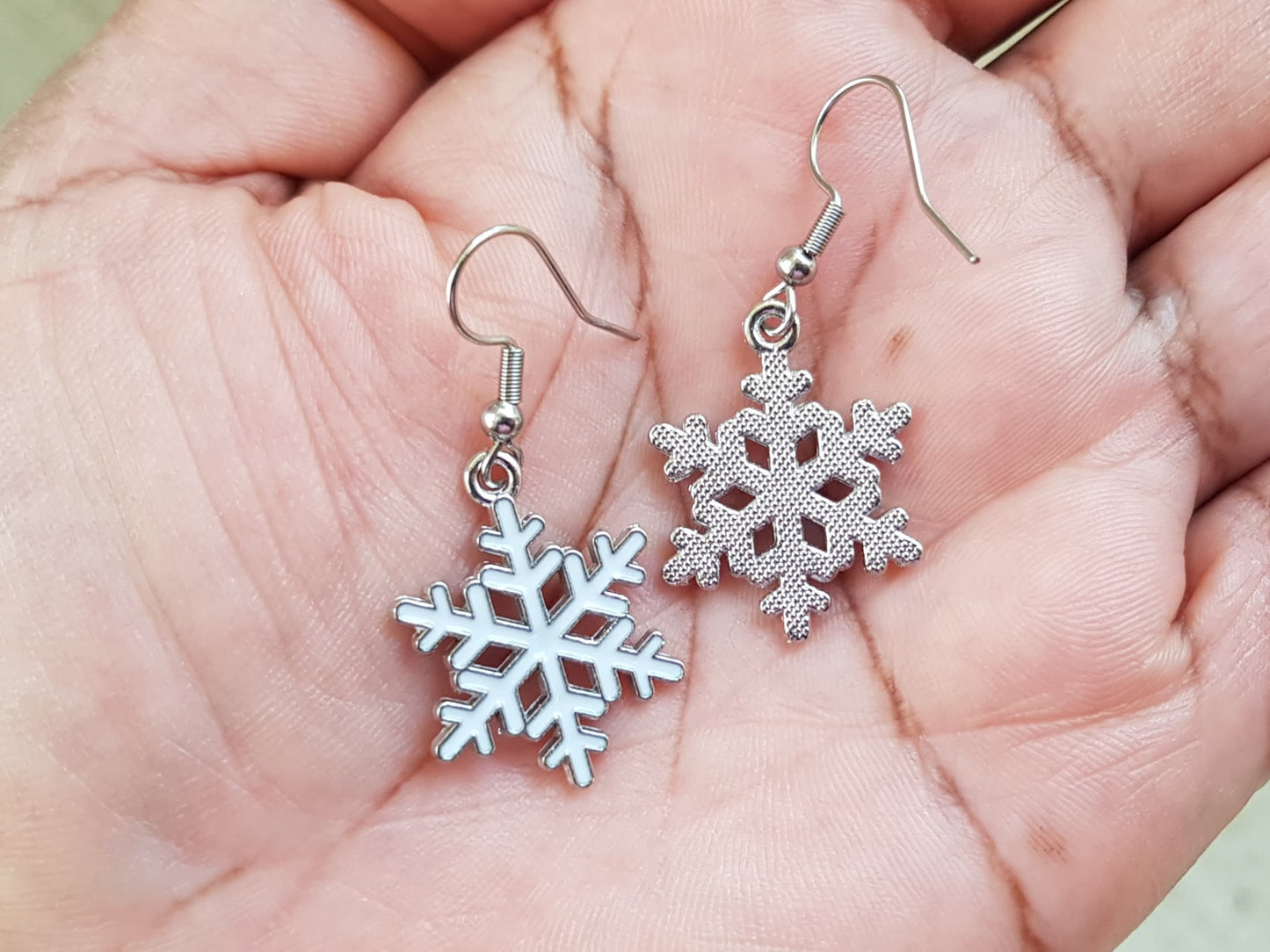 Snowflake Earrings -  Hypoallergenic Titanium Christmas Earrings -  Handmade Christmas Gift -  Festive Holiday Earrings