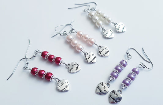 Set of Two Best Friends Earrings - Hypoallergenic Heart Earrings - Handmade Valentine's Day Gift - Titanium Earrings - Friend Gift BFF Gift - Friend Valentine's Day Gift