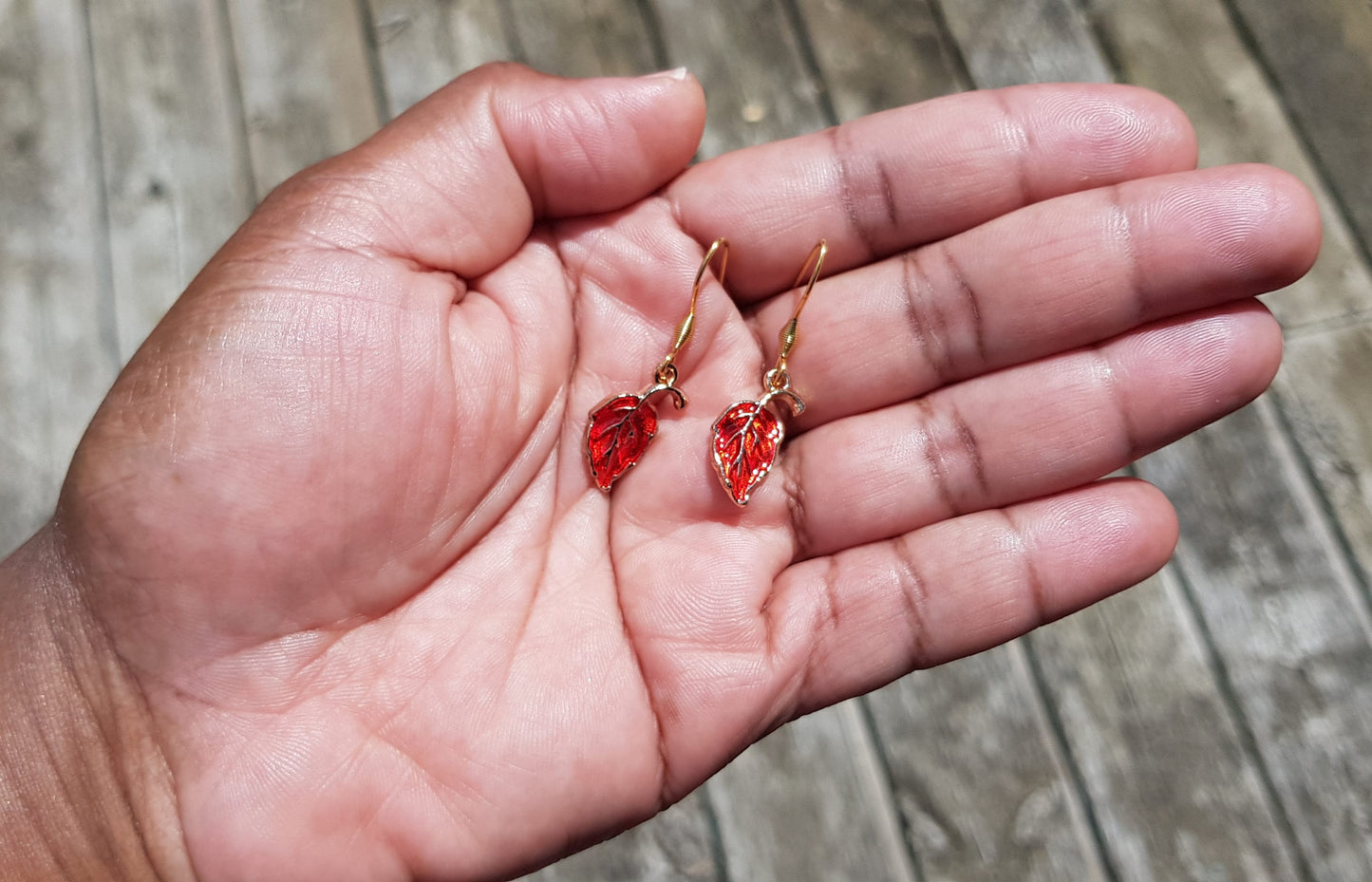 Ruby Red Leaf Earrings - Hypoallergenic Handmade Earrings - Holiday Gifts