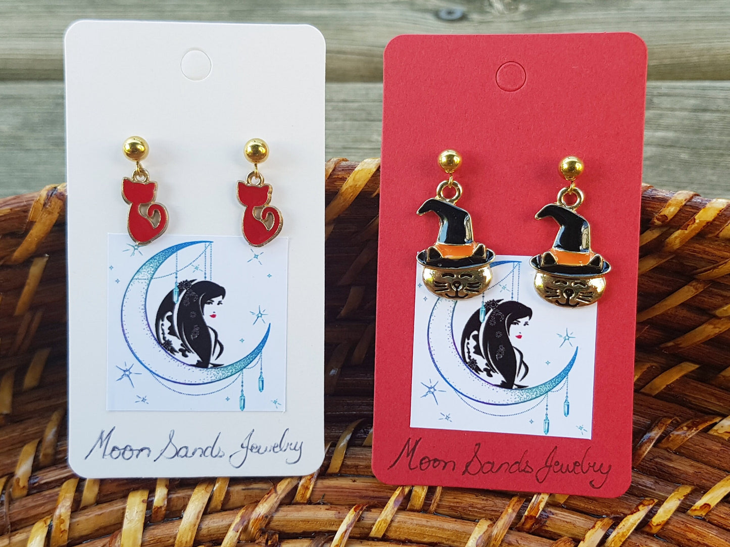 Dainty Red Cat Earrings - Hypoallergenic Cat Gifts