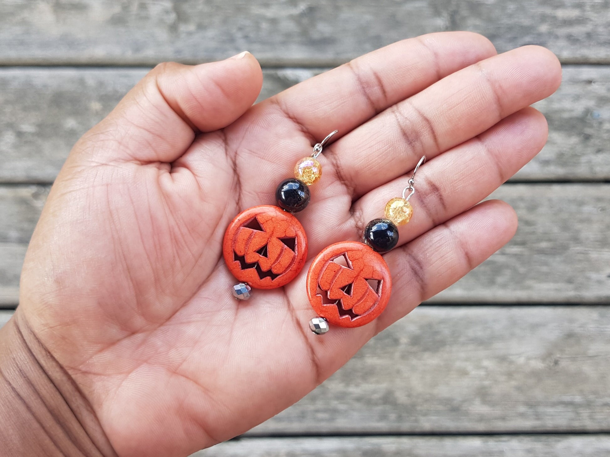 Jack O' Lantern Earrings, Hypoallergenic Halloween Pumpkin Earrings, Handmade Christmas Gift, Holiday Gifts, Pumpkin Gift, Cyber Monday SALE