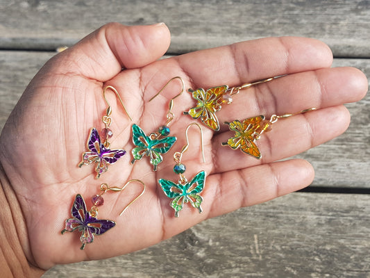 Hypoallergenic Butterfly Earrings - Birthday Gift - Titanium Earrings - Insect Jewelry - Bug Earrings - Handmade Jewelry - Insect Earrings