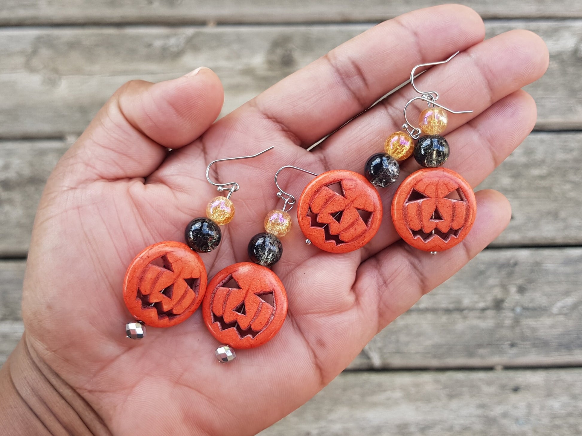 Jack O' Lantern Earrings, Hypoallergenic Halloween Pumpkin Earrings, Handmade Christmas Gift, Holiday Gifts, Pumpkin Gift, Cyber Monday SALE