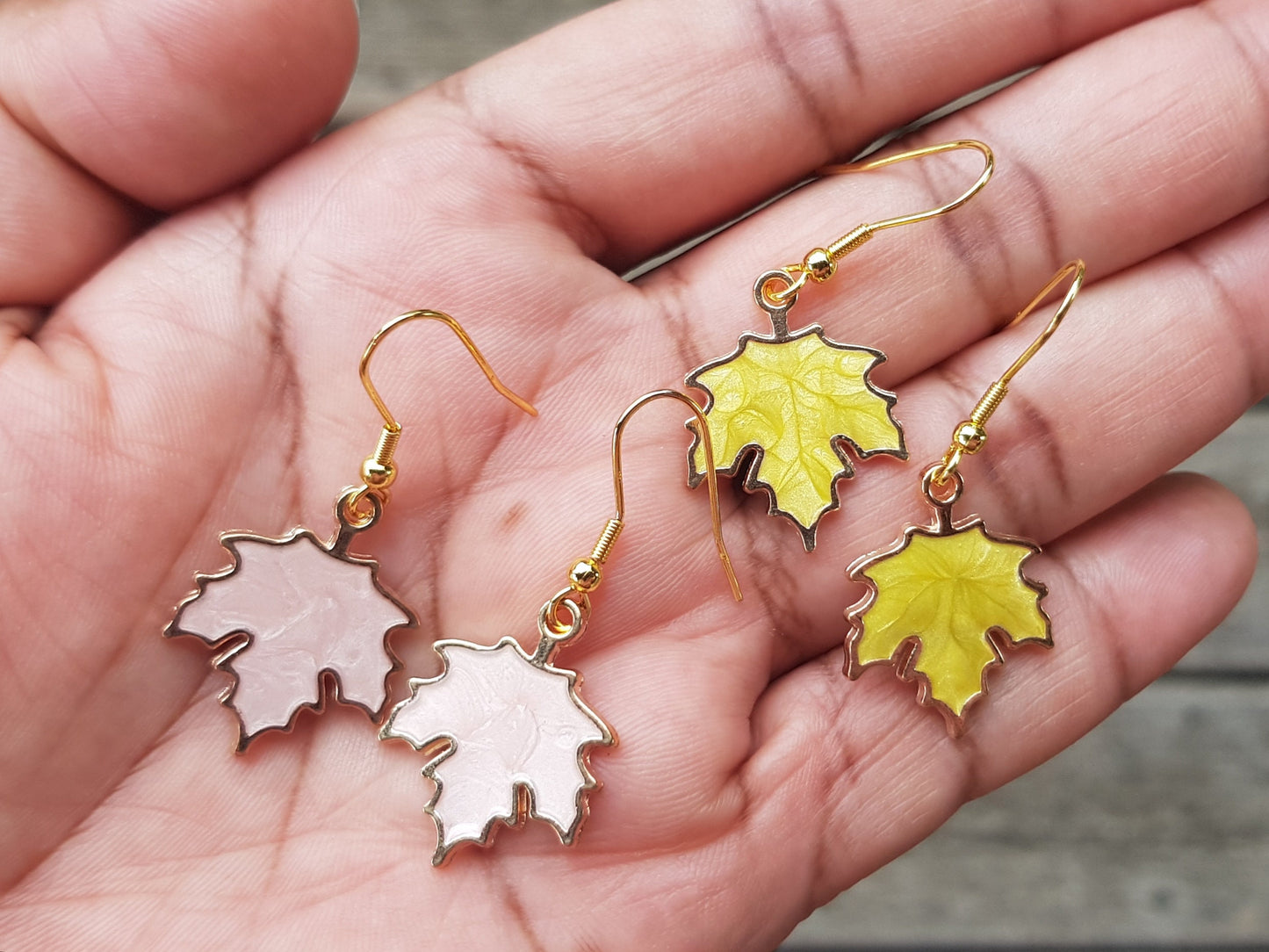 Pink Maple Leaf Earrings - Hypoallergenic Handmade Christmas Gift - Canadian Souvenir - Titanium Earrings - Canadian Pride - Birthday Gift