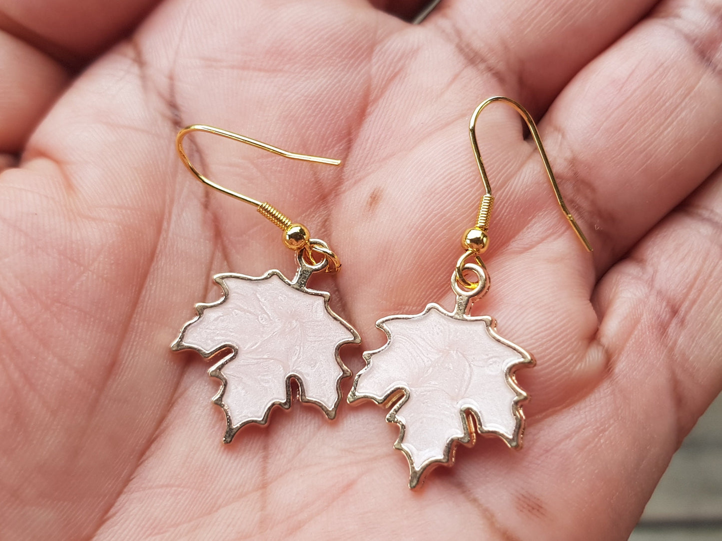 Pink Maple Leaf Earrings - Hypoallergenic Handmade Christmas Gift - Canadian Souvenir - Titanium Earrings - Canadian Pride - Birthday Gift