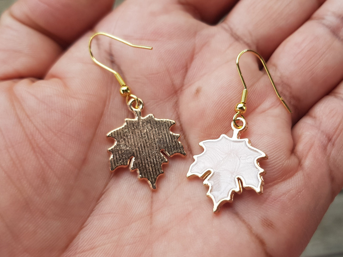 Pink Maple Leaf Earrings - Hypoallergenic Handmade Christmas Gift - Canadian Souvenir - Titanium Earrings - Canadian Pride - Birthday Gift